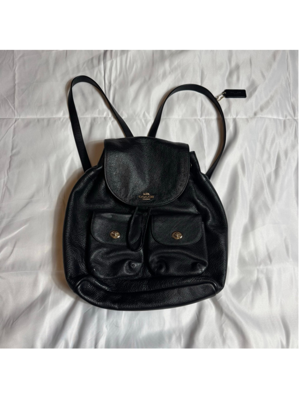 Women’s black Coach pebble leather Billie backpack